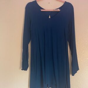 Vintage Lucy Love Blue Dress, flared sleeves and keyhole back, sexy and fun!